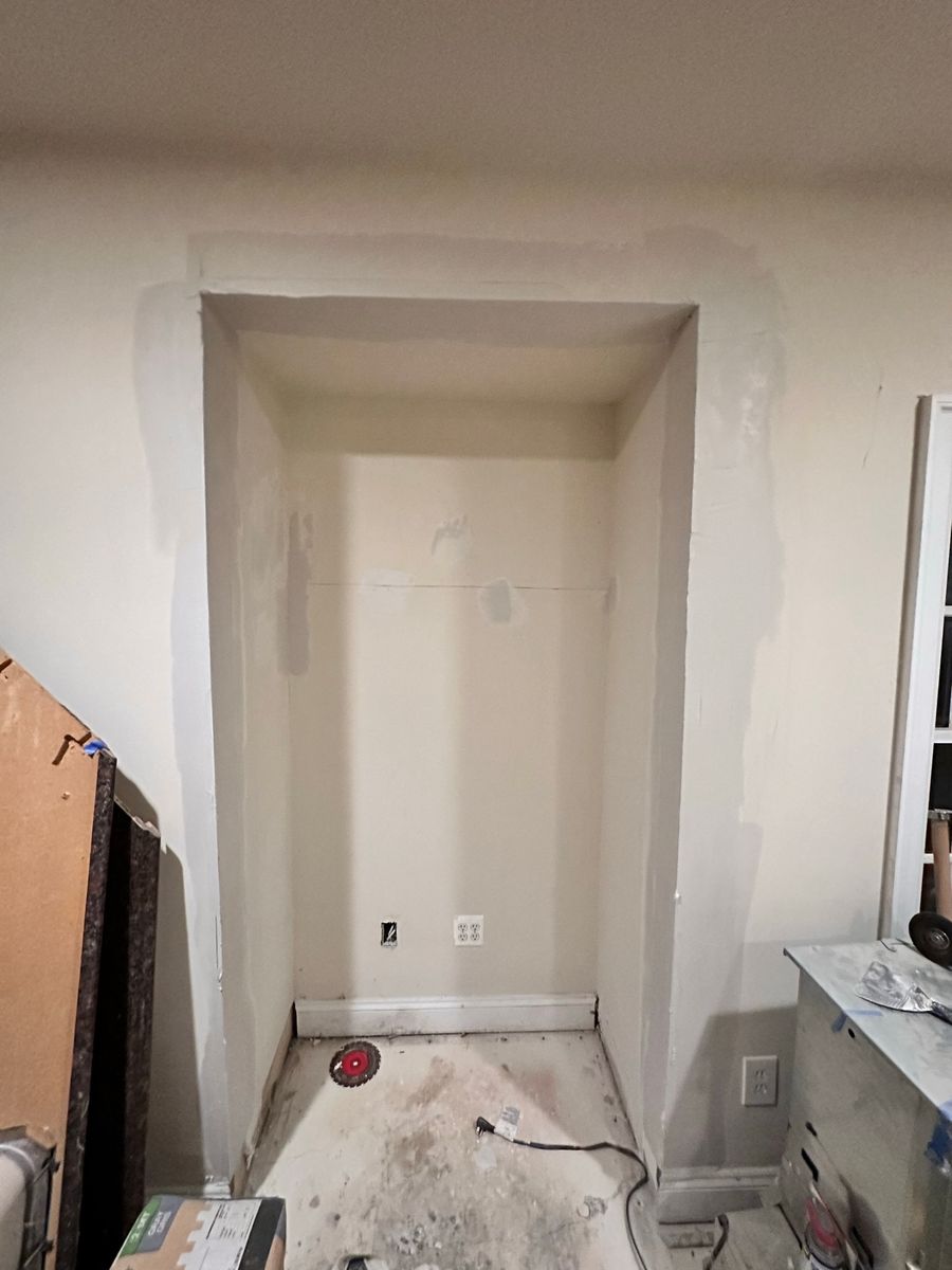 Framed and drywalled niche